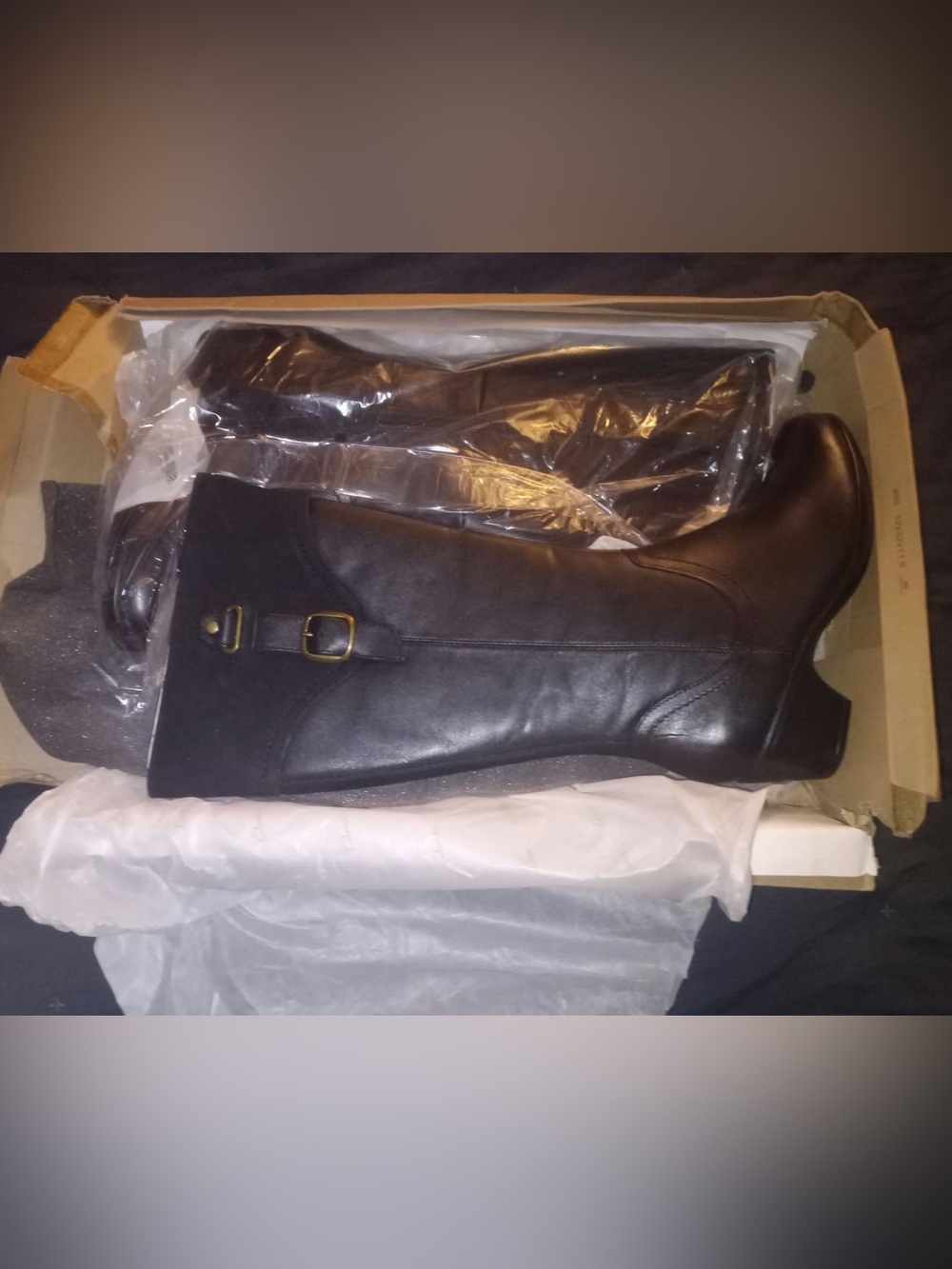 Clarks Black Mid-Calf Leather Buckle Boots